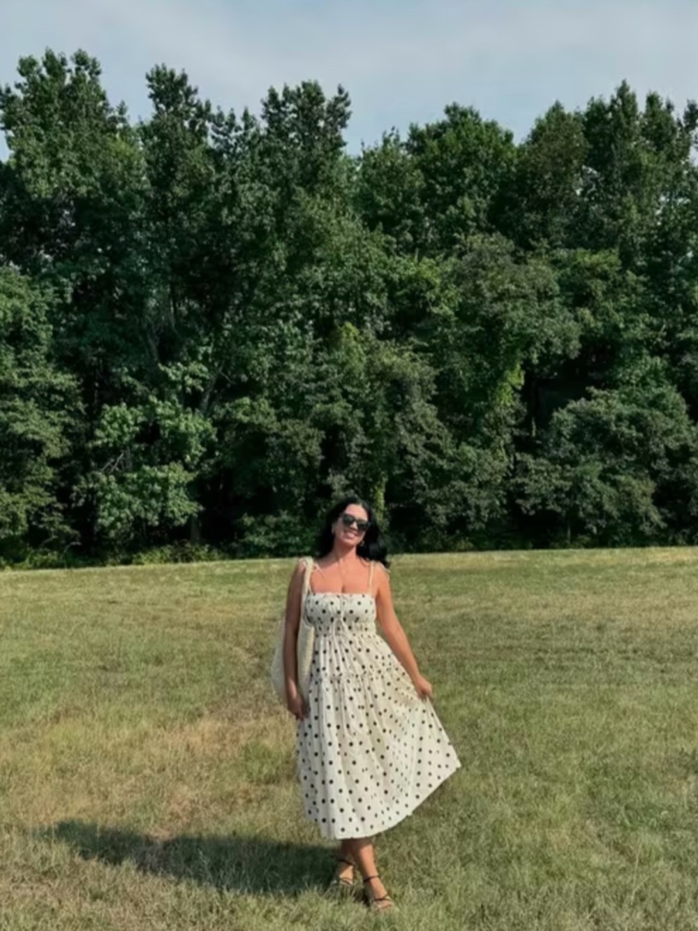 En Saison Cream Polka-Dot Tie-Strap Midi Dress - Picture 5 of 6